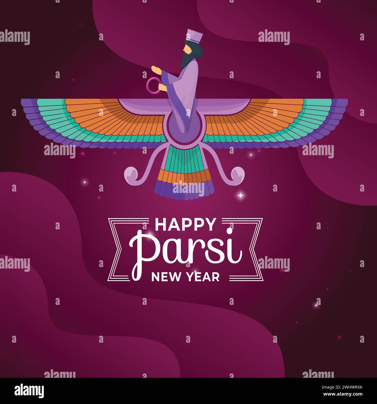 Navroz Greeting Iranian Parsi New Year Vector Illustration Stock Vector