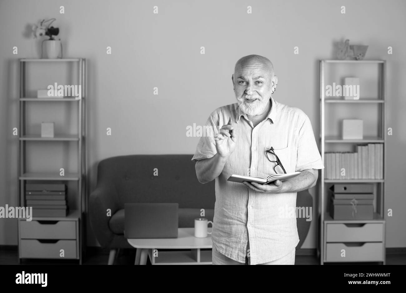 Grandfather manager Black and White Stock Photos & Images - Alamy