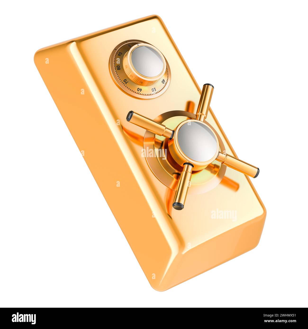 Golden ingot with safe combination lock and metal handle safe ...