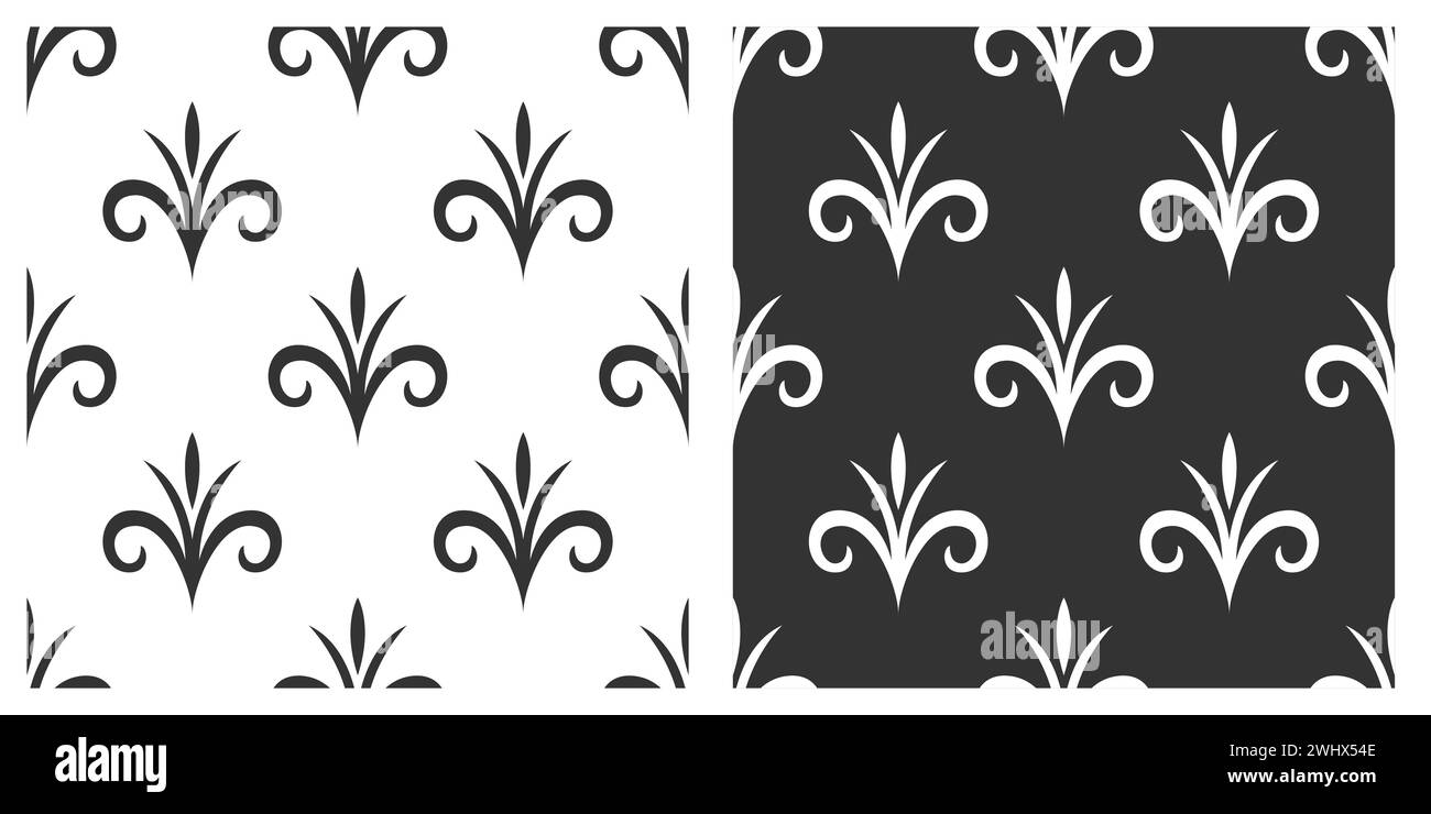 Vector Seamless Pattern with Decorative Filigree Ornaments. Vintage Retro Design Element. Black and White Filigree, Decorative Pattern Stock Vector
