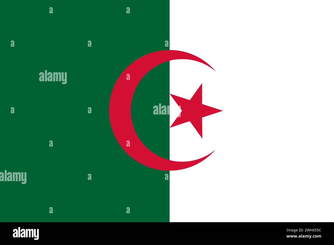Flag of Algeria. Algeria flag on fabric surface. Algerian national flag on textured background. Fabr Stock Photo