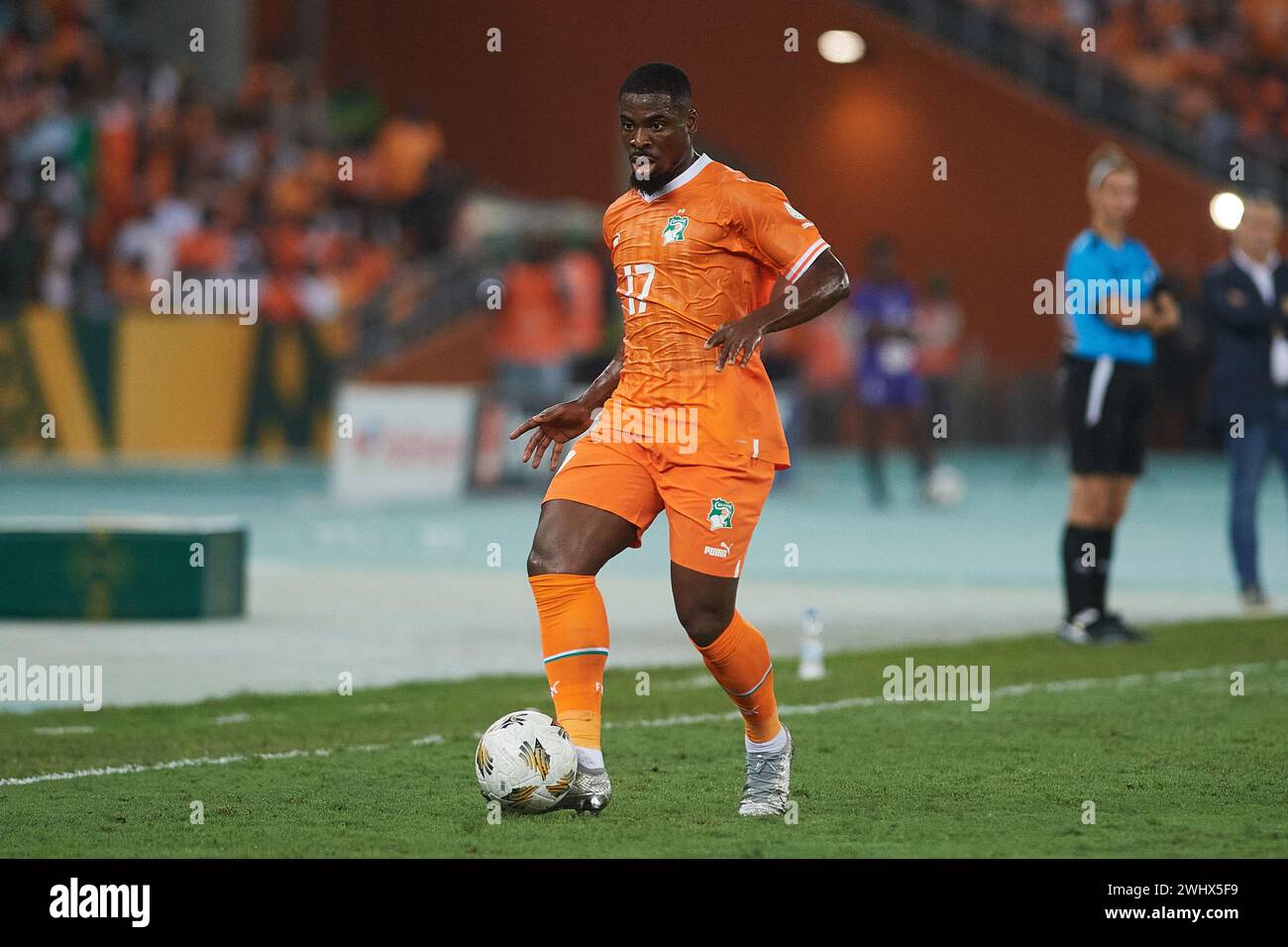 ABIDJAN, IVORY COAST, FRIDAY, FEBRUARY 11, 2024. Ivorian Serge Aurier during the 2023 AFCON final. Stock Photo