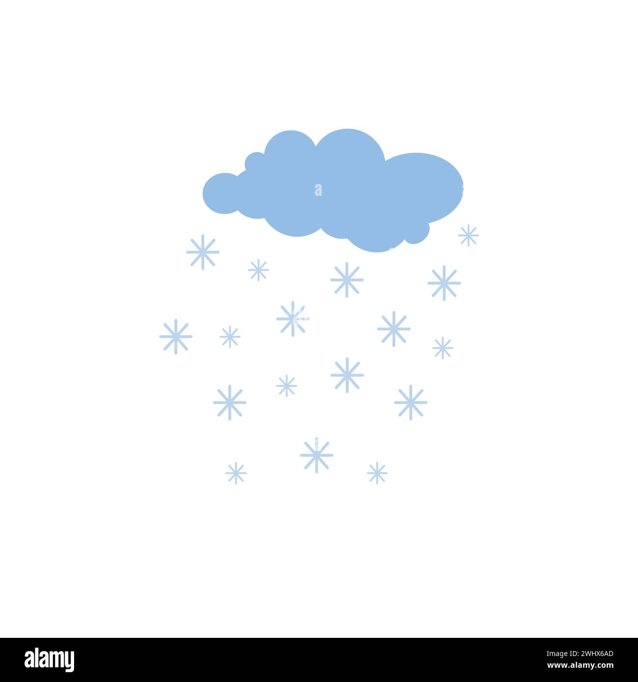 Snow and cloud cute hand drawn doodle minimalist vector illustration, simple symbol to describe weather, environment, air movement line art object, weather forecast icon Stock Vector