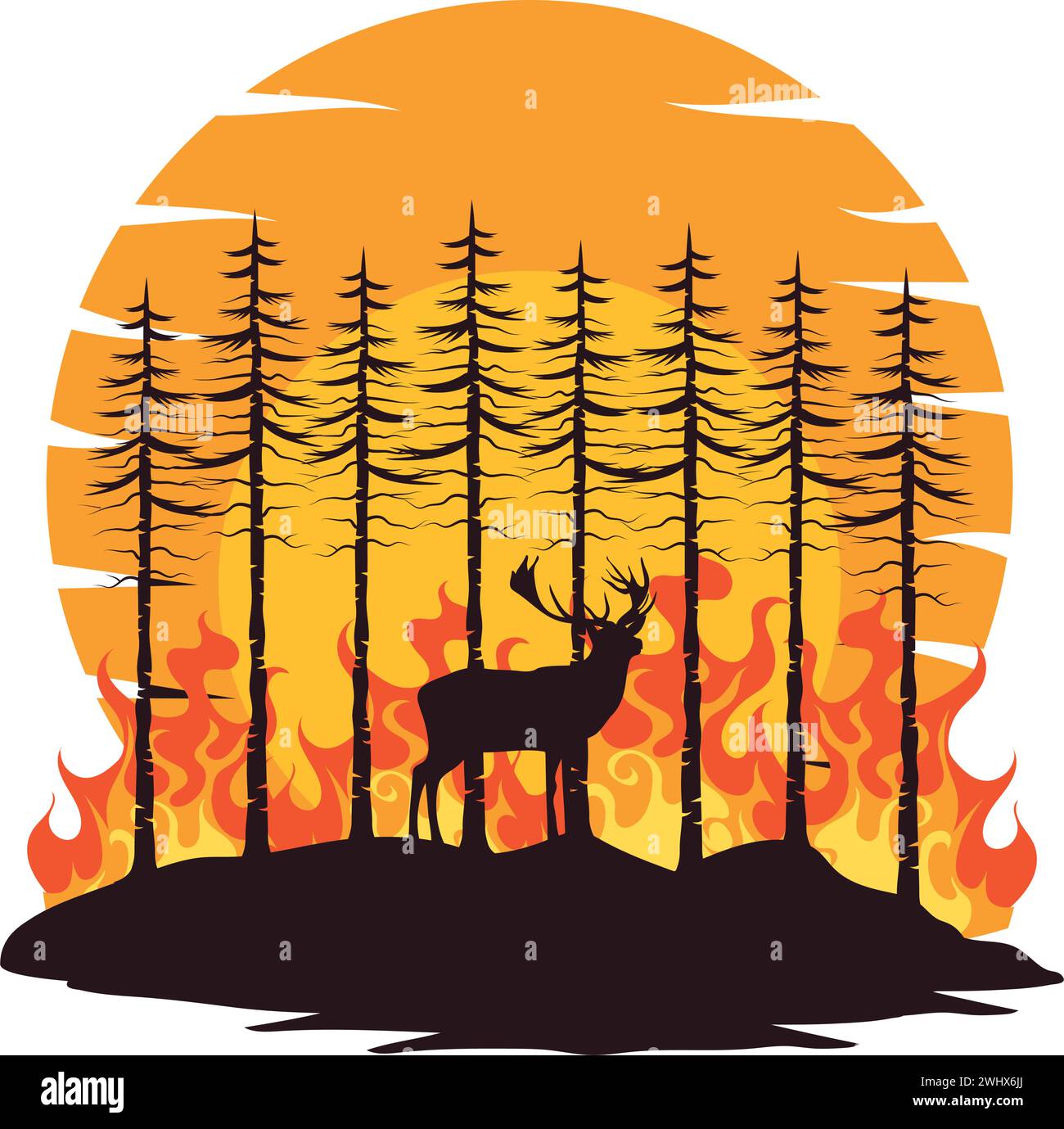 forest-fires-and-animals-stock-vector-image-art-alamy