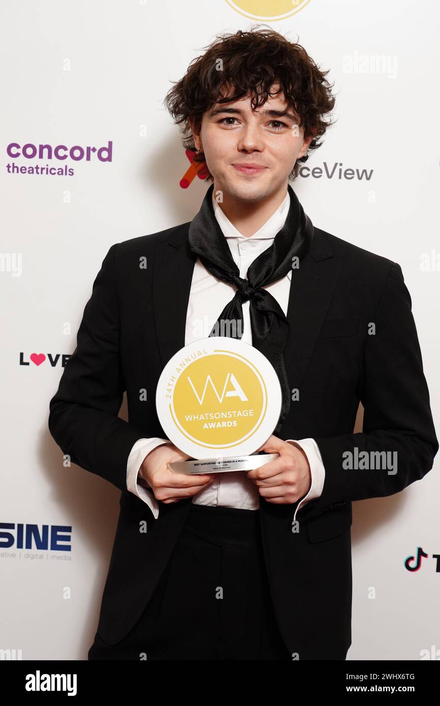 Jack Wolfe with the award for Best Supporting Performer in a Musical at