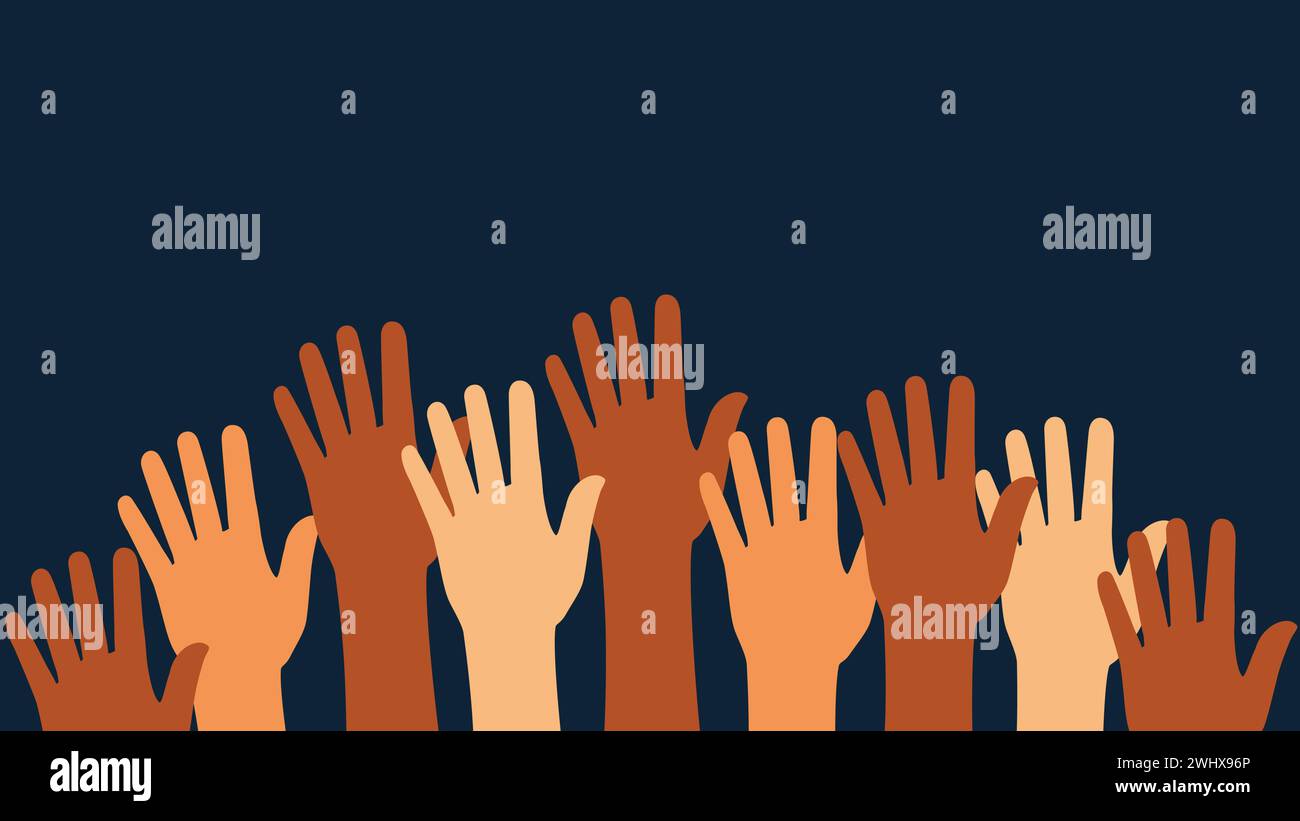 Diversity concept with hands. Raised hands banner Stock Vector Image ...