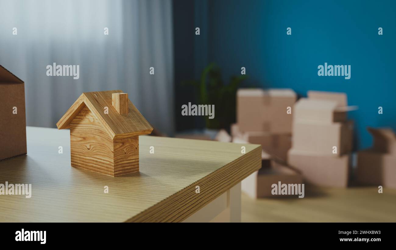 concepts backgrounds for a room packed for moving c. 3d rendering Stock ...