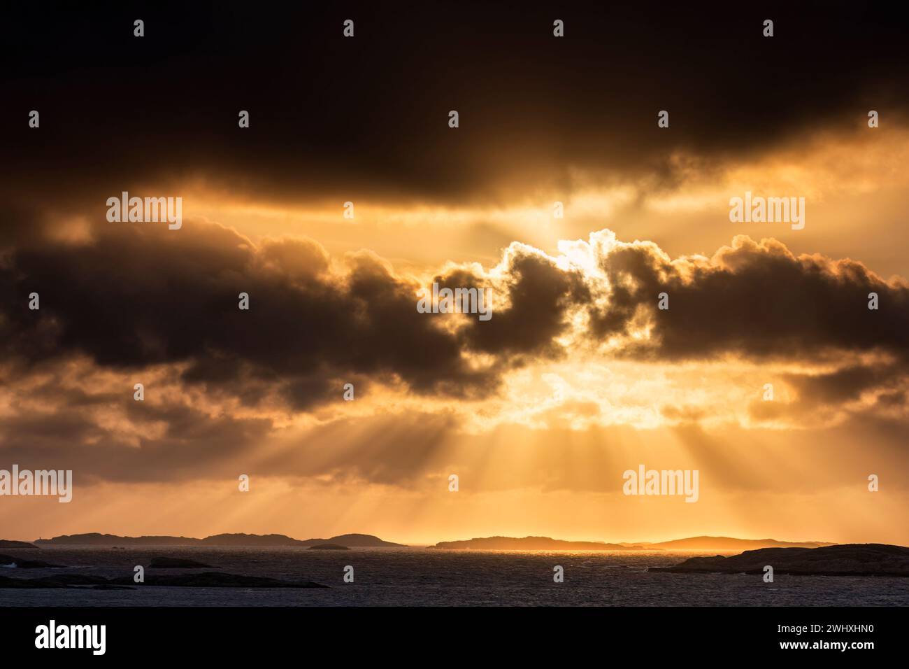 Dramatic sunset over North sea Stock Photo