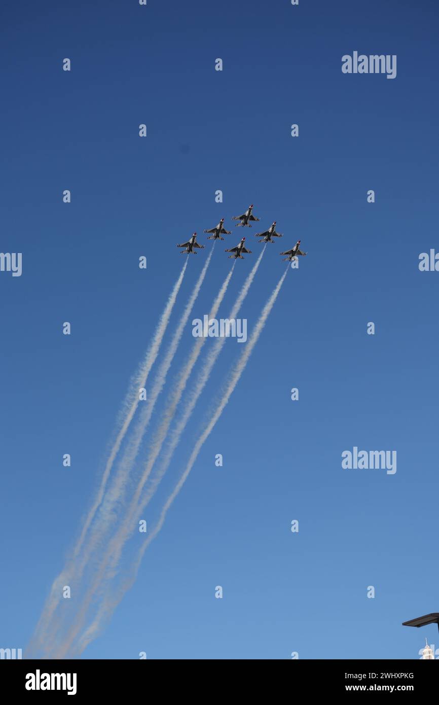 Las Vegas, NV, USA. 11th Feb, 2024. The USAF Thunderbirds kick off