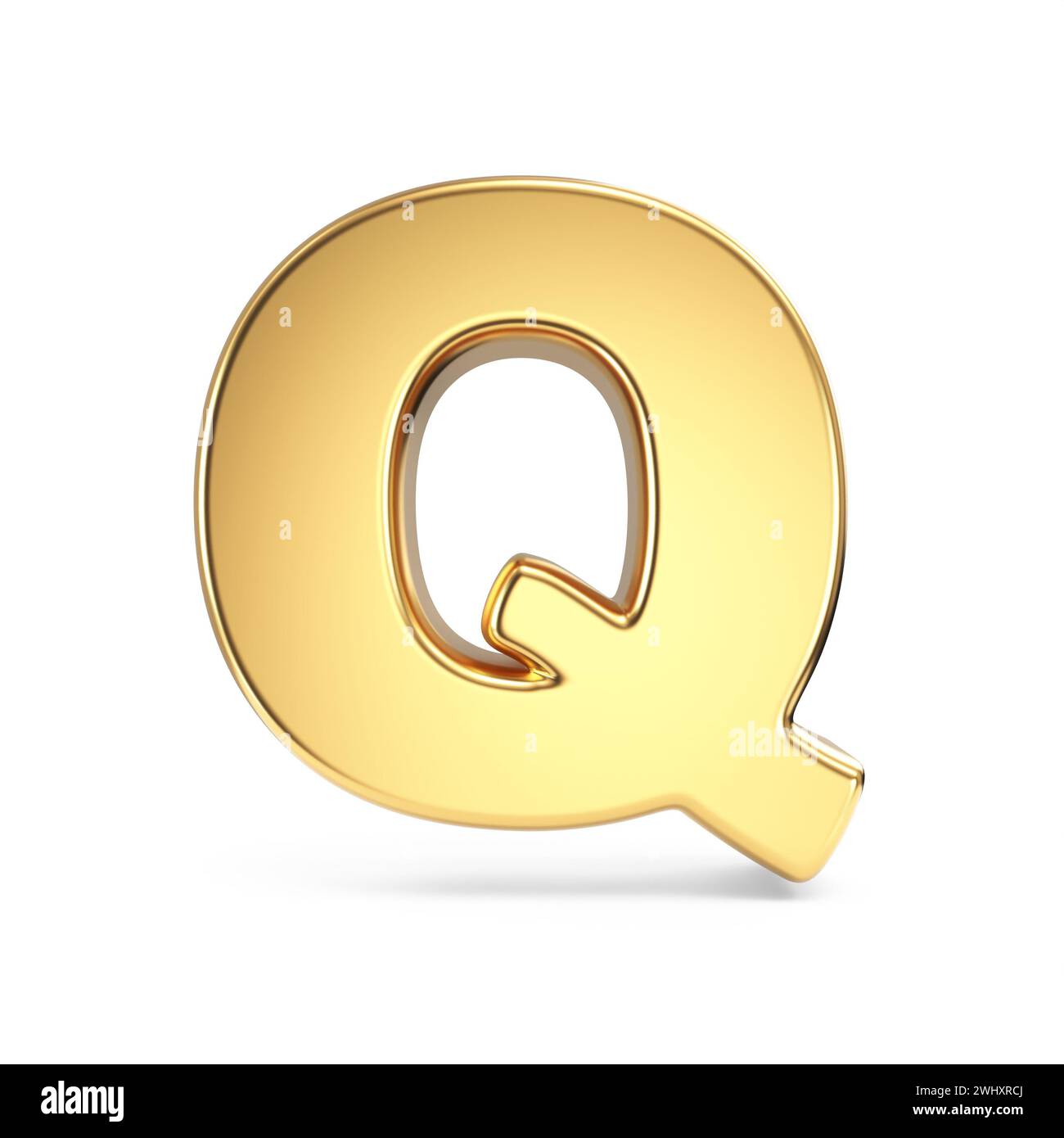 Simple gold font Letter Q 3D Stock Photo