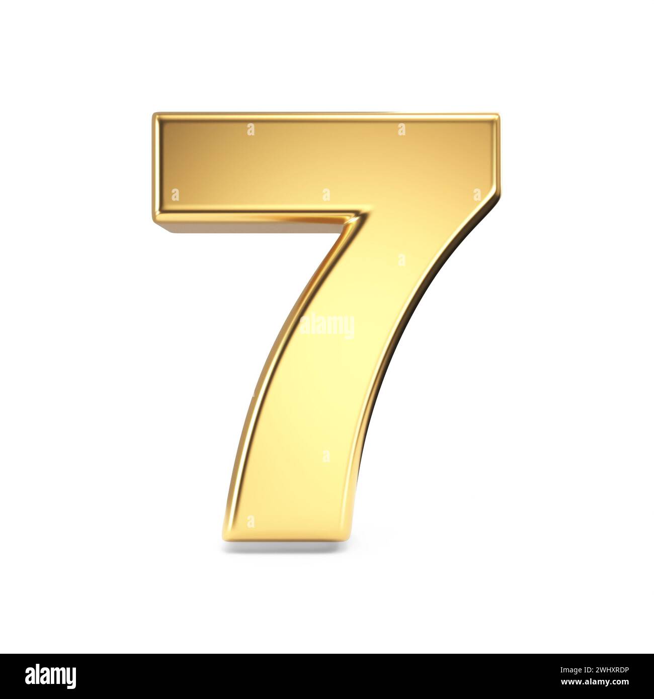 Simple gold font Number 7 SEVEN 3D Stock Photo