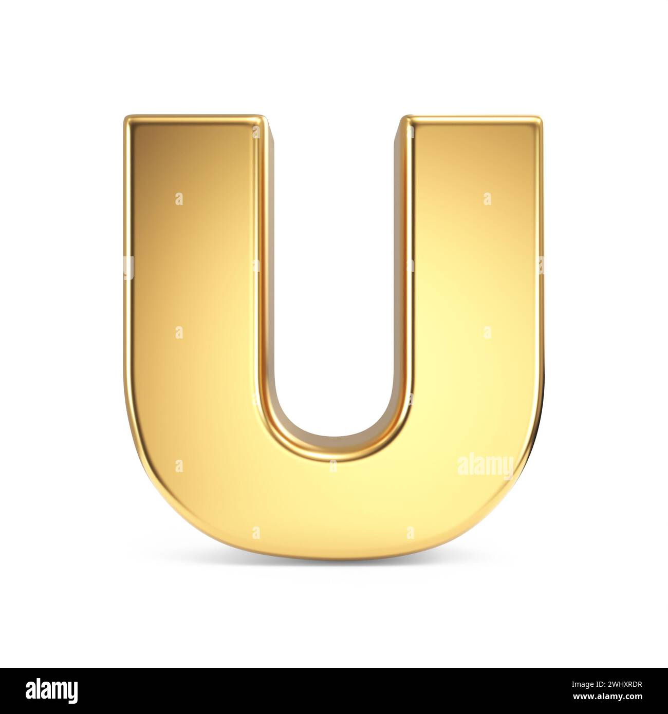 Simple gold font Letter U 3D Stock Photo