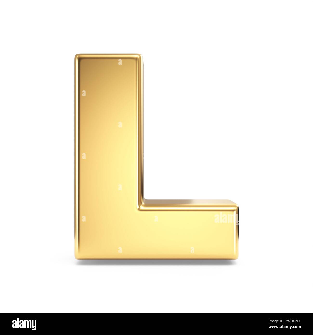 Simple gold font Letter L 3D Stock Photo