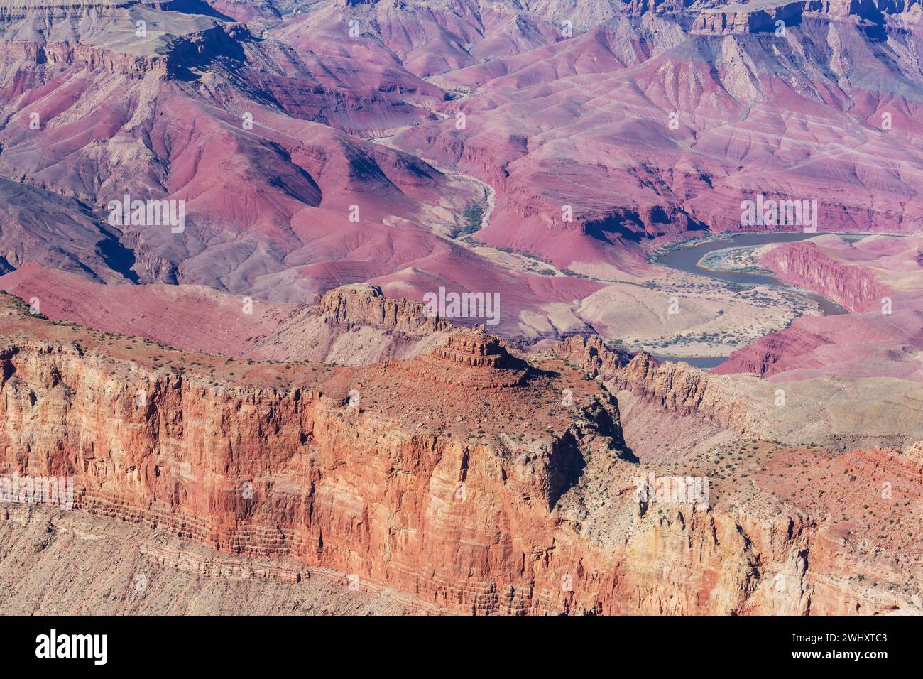 The Grand Canyon [grÃ¦nd ËˆkÃ¦njÉ™n] is a steep, approximately 450-kilometer-long gorge in the north of the US state of Arizona, Stock Photo