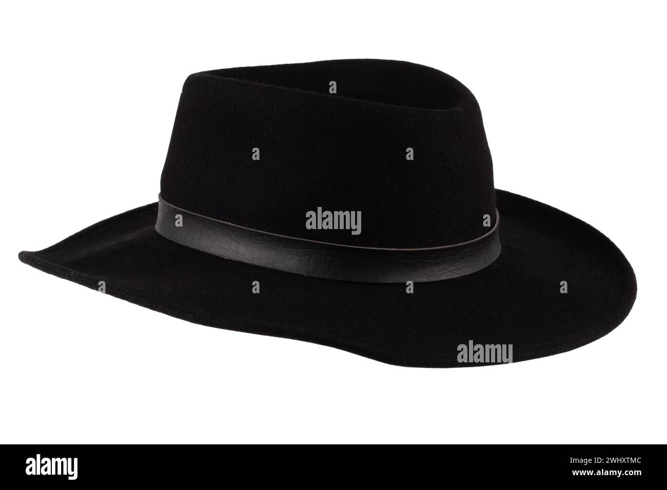 Old west black hat. Isolated on white background Stock Photo - Alamy
