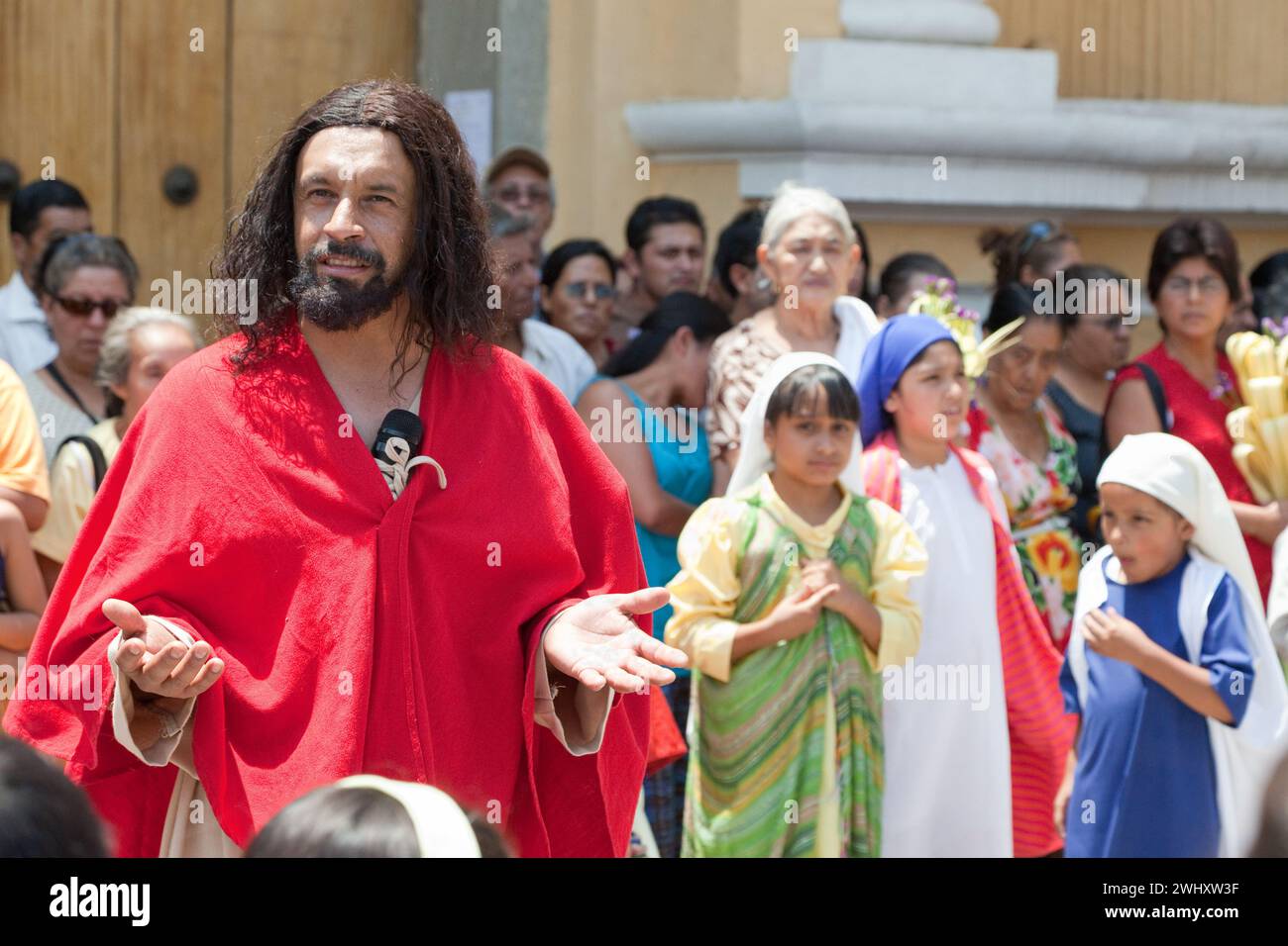 Jesus Giving the Sermon on the Mount. Palm Sunday Re-enactment of