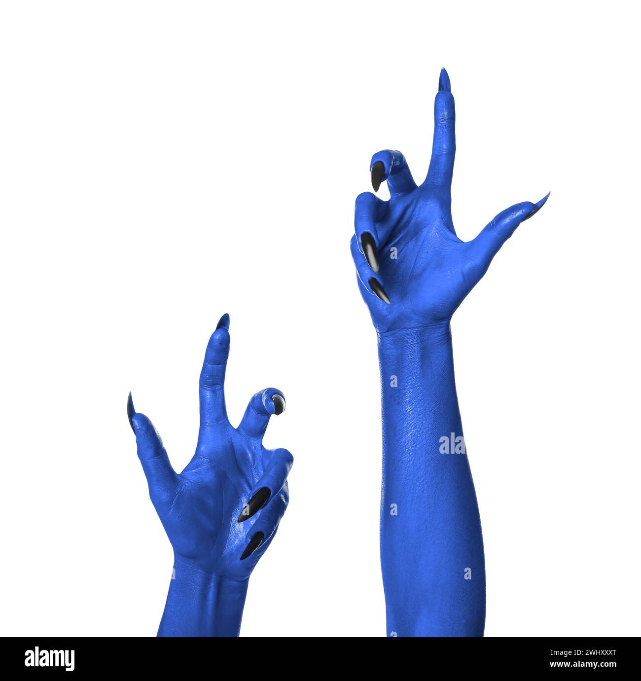 Creepy monster. Blue hands with claws isolated on white Stock Photo Alamy
