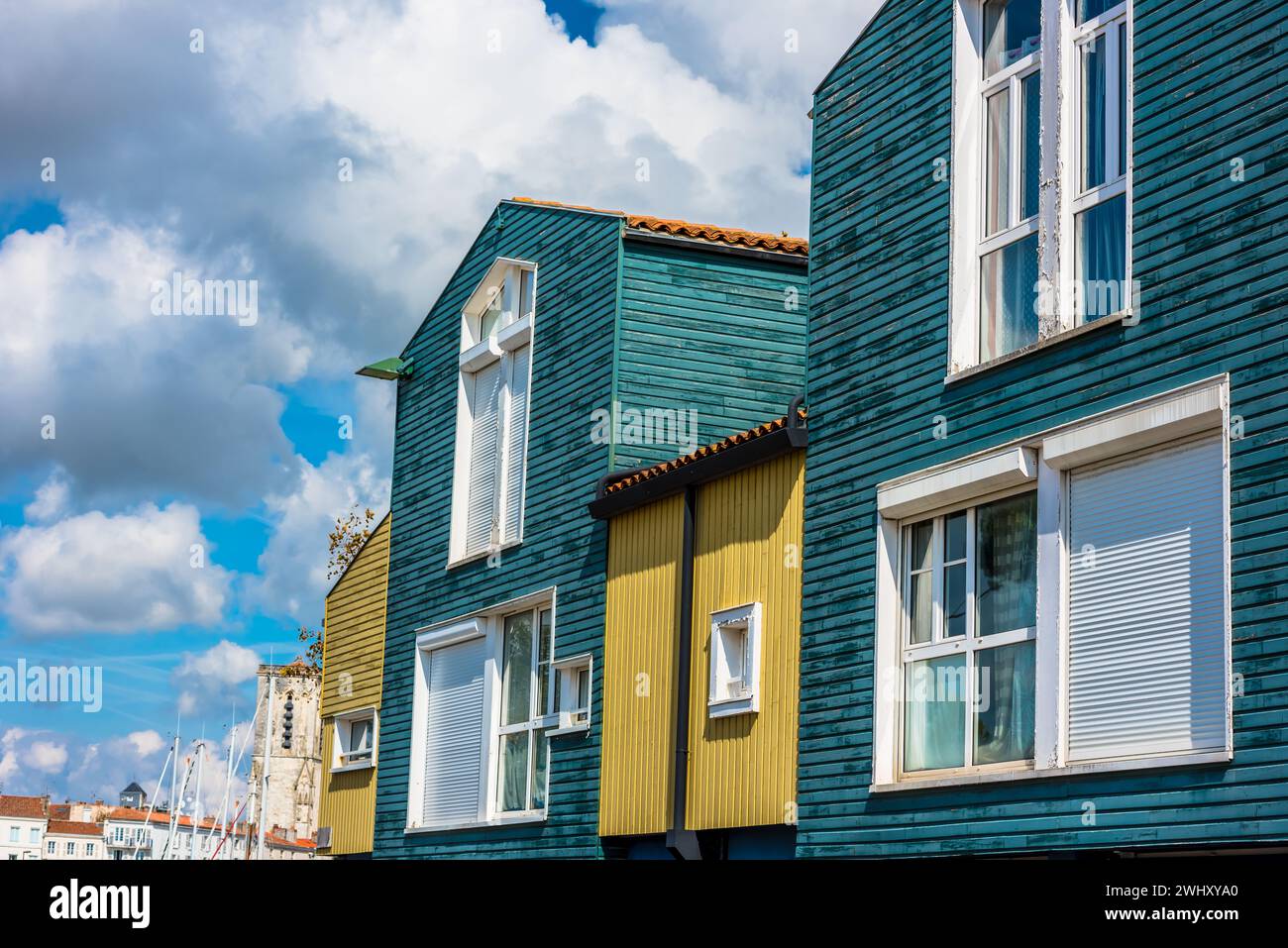 Bright colorful houses in La Rochelle, France Stock Photo