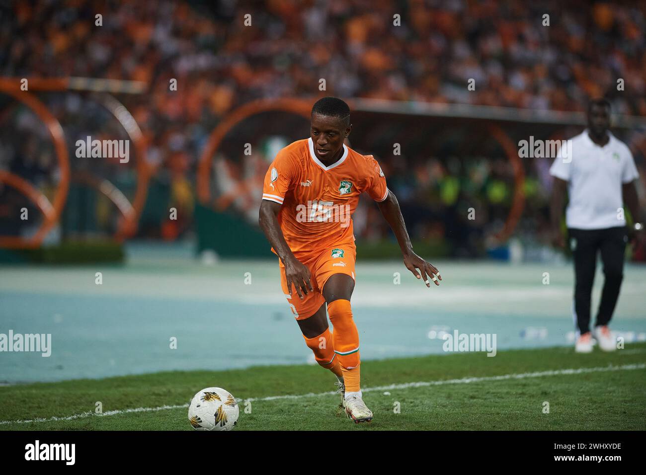 AFACON FINAL, ABIDJAN, IVORY COAST, FRIDAY, FEBRUARY 11, 2024. Ivorian Max Alain Gradel during the final of the 2023 AFCON. Stock Photo