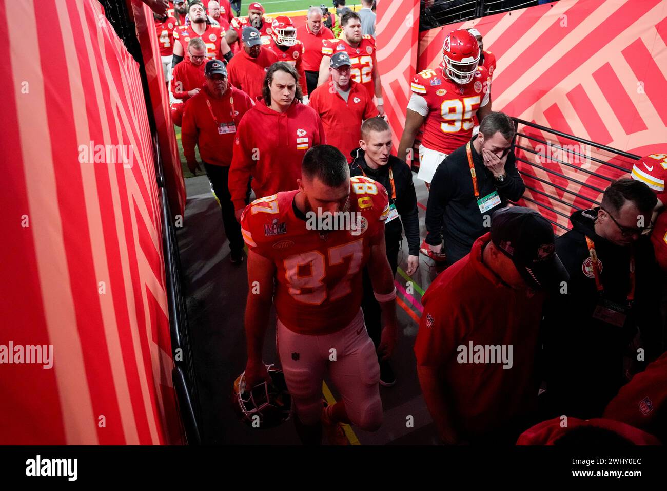 The Kansas City Chiefs walk off the field after the first half of the