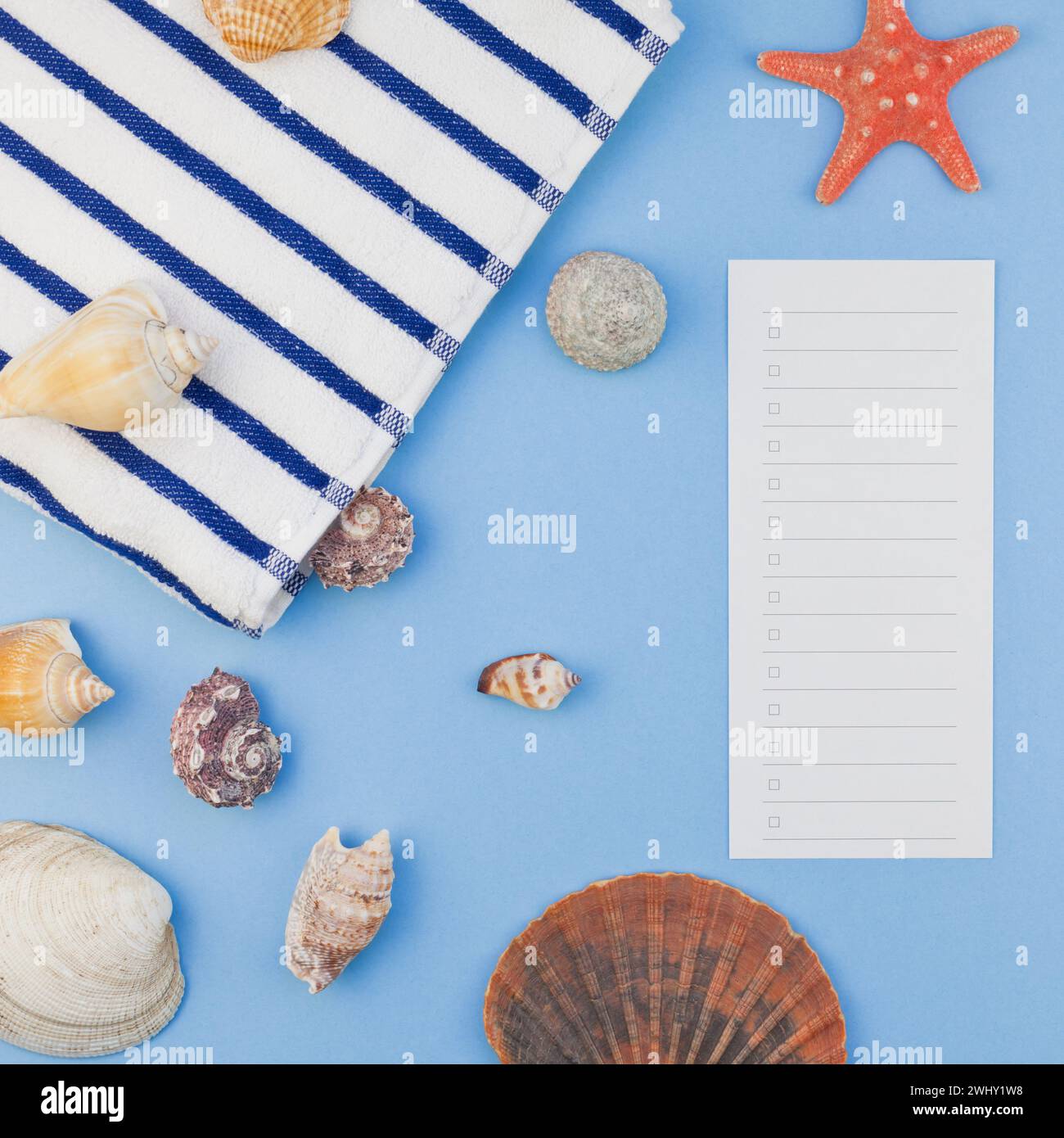 Flat lay concept of summer travel vacations Stock Photo
