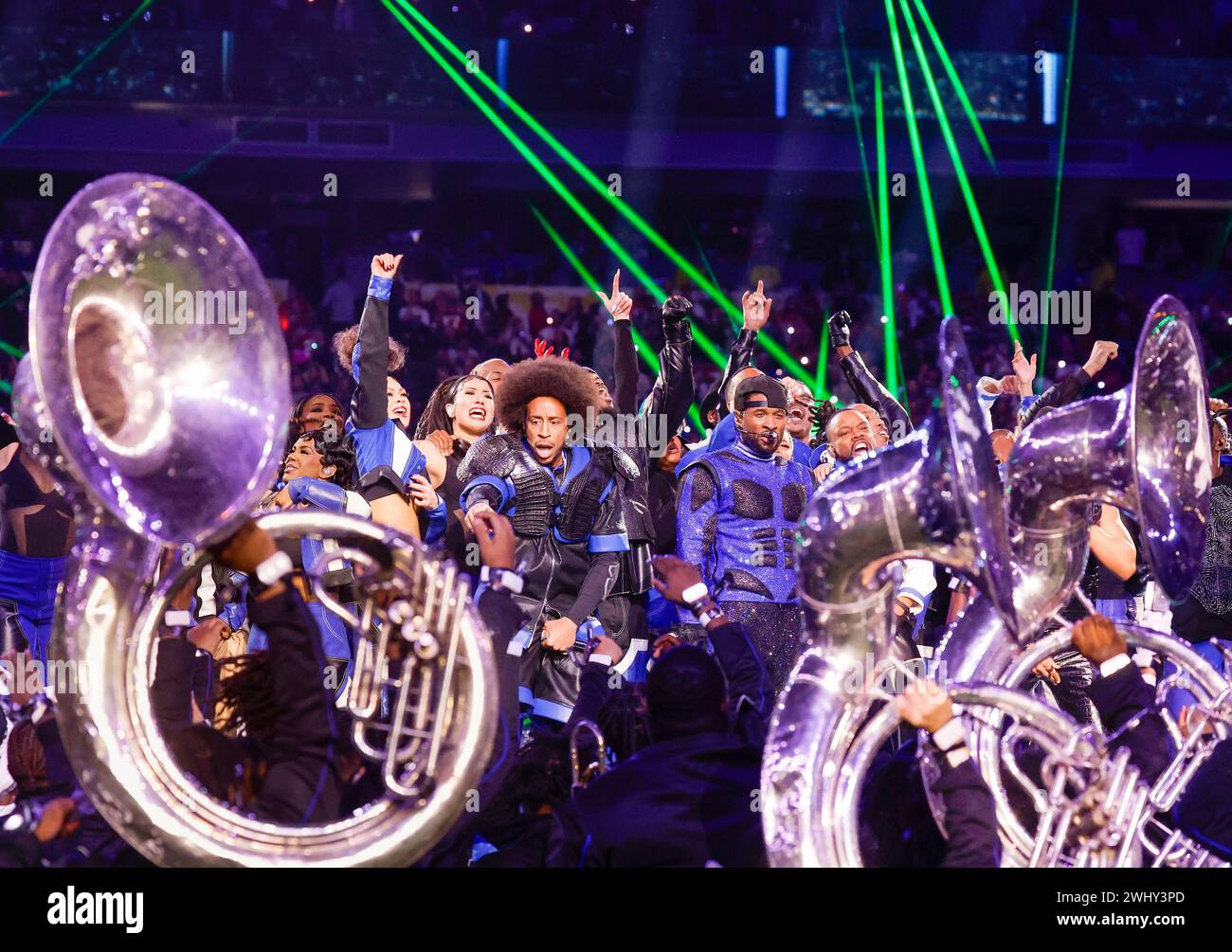 Las Vegas, United States. 11th Feb, 2024. Ludacris (L) performs with