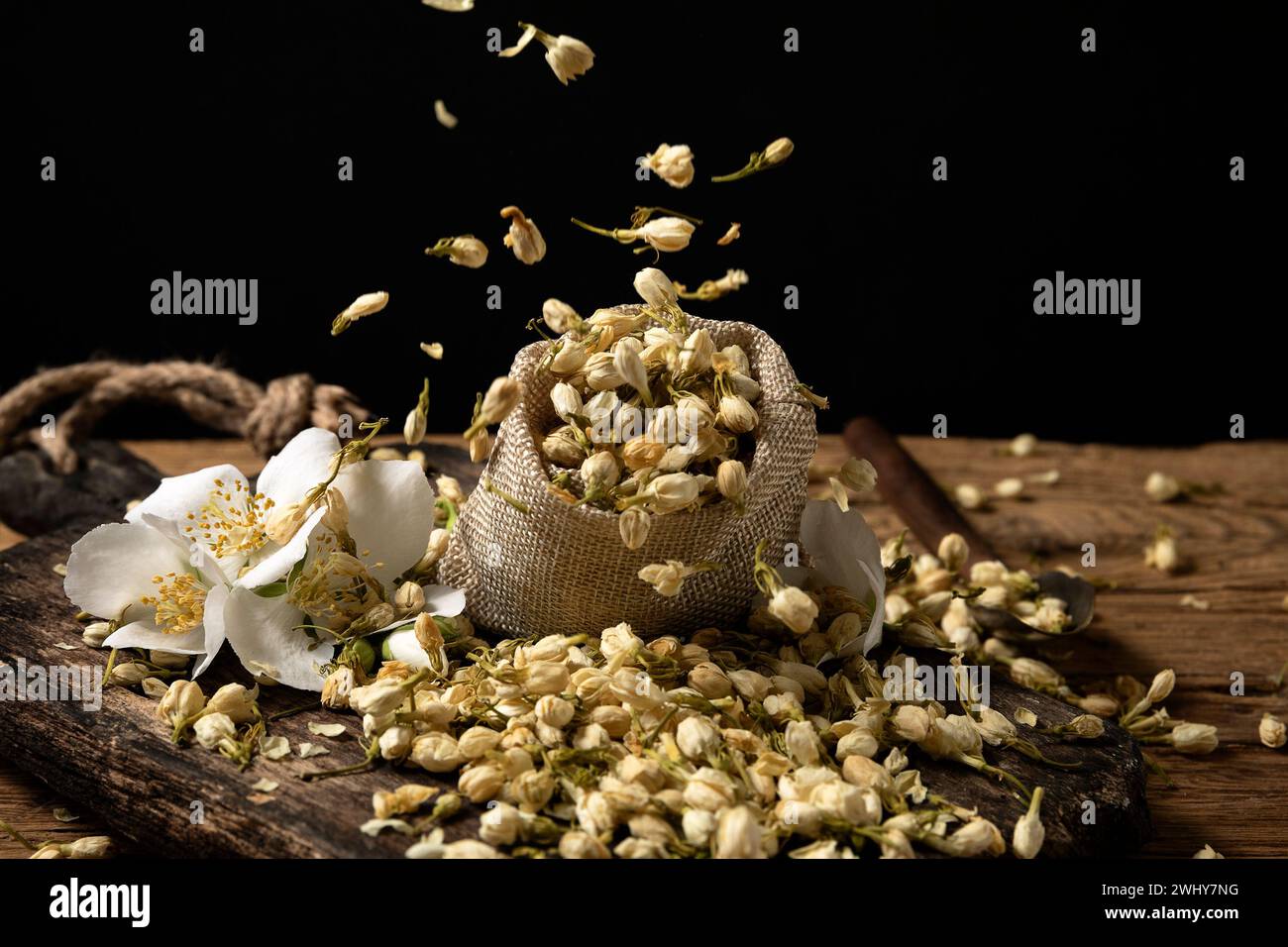 Jasmine dry flowers for tea Stock Photo Alamy
