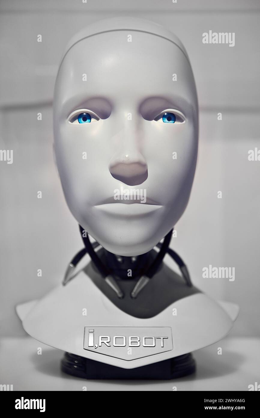 Head of the humanoid robot NS-5-Robot from the film I, Robot Stock Photo