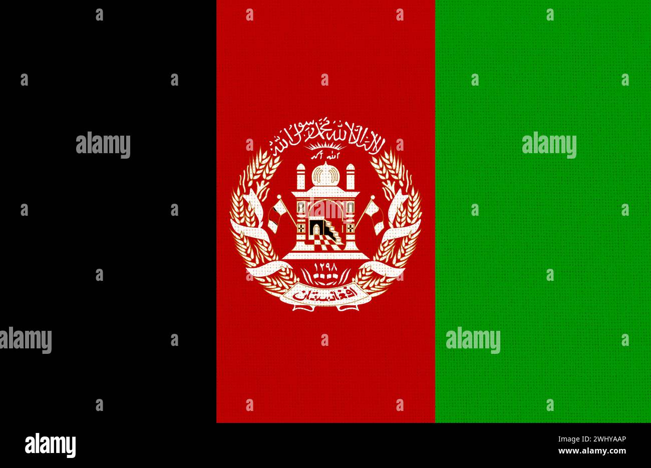 Flag of Afghanistan. Afghanistan flag on fabric surface. Afghan national flag on textured background Stock Photo