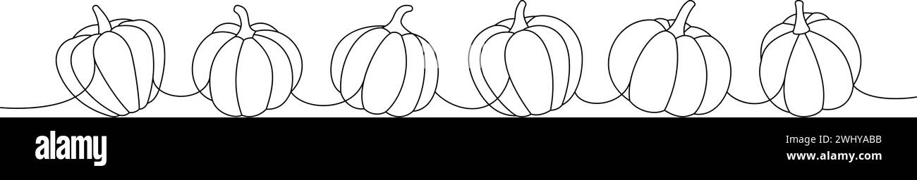Halloween pumpkins. Set of pumpkins one line continuous drawing. Autumn ...