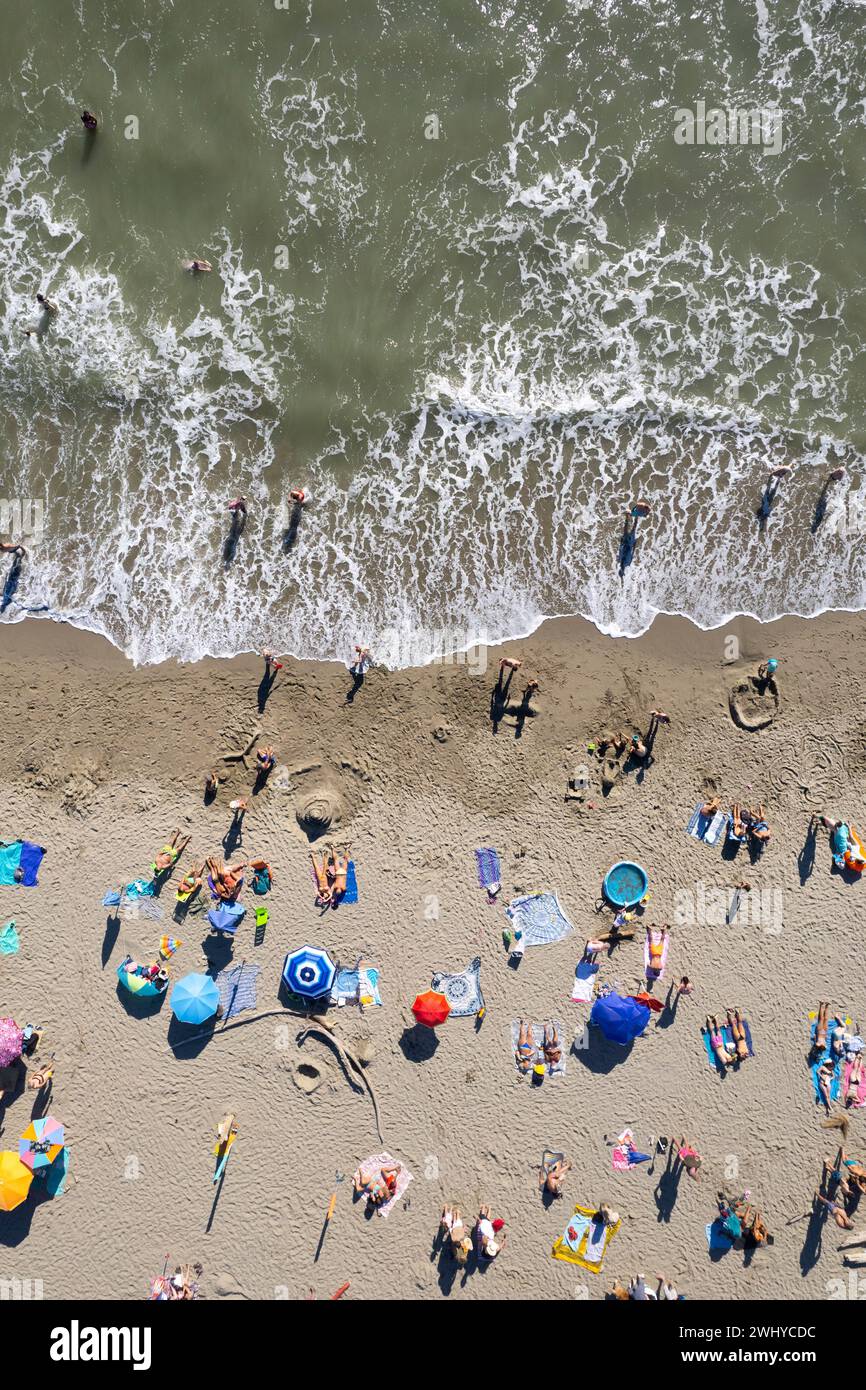 Aerial shot of the free beach in summer Stock Photo