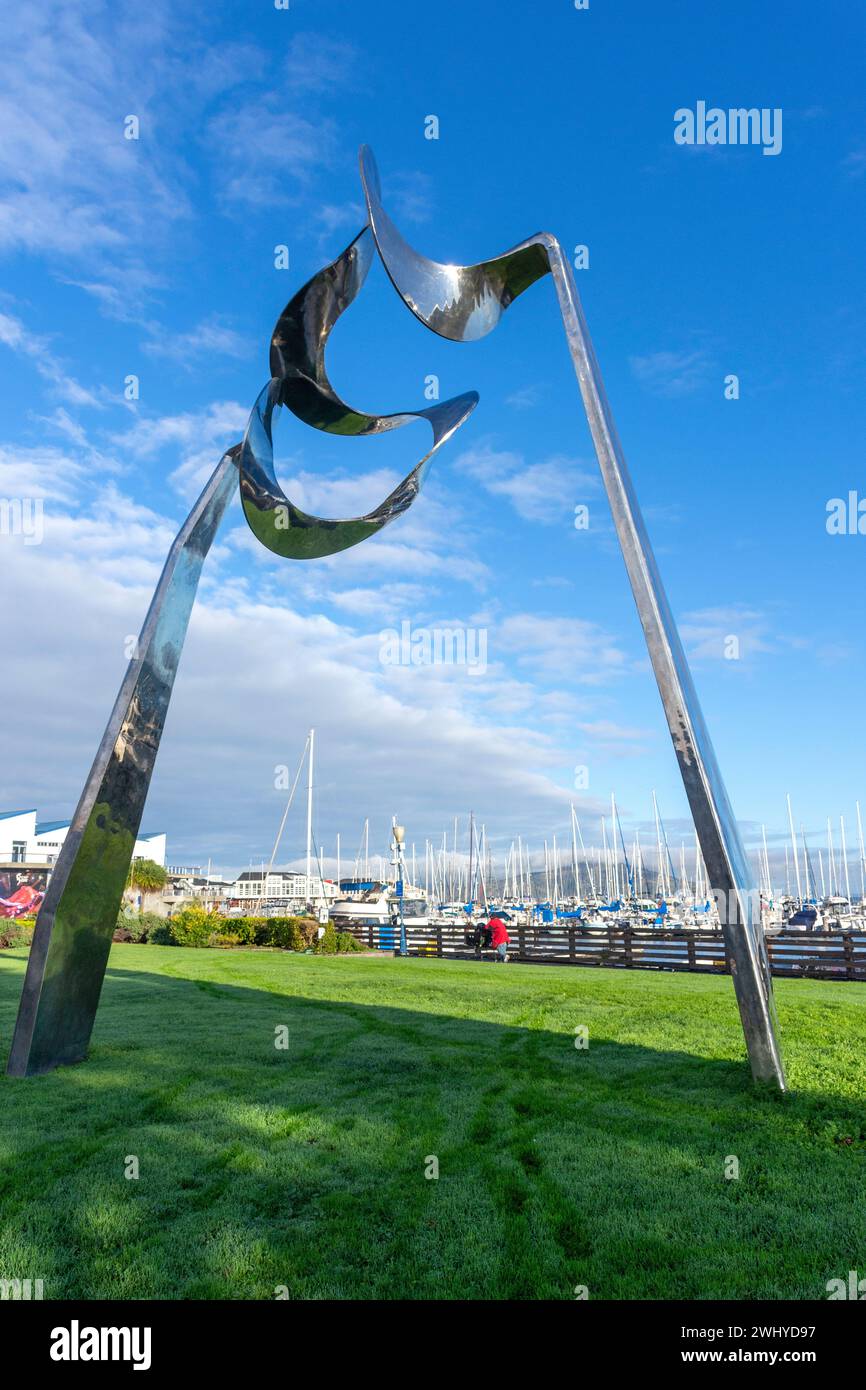 Skygate Sculpture, East Wharf Park, The Embarcadero, Fisherman's Wharf District, San Francisco, California, United States Stock Photo