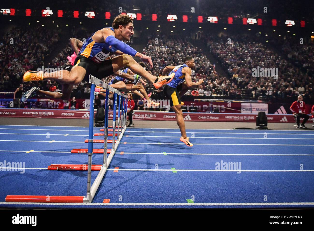 Paris, France. 11th Feb, 2024. Athletes compete during the Meeting of