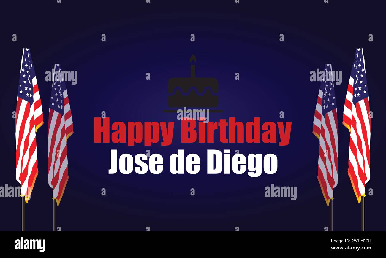 Happy Birthday Jose De Diego With usa flag illustration design Stock Vector