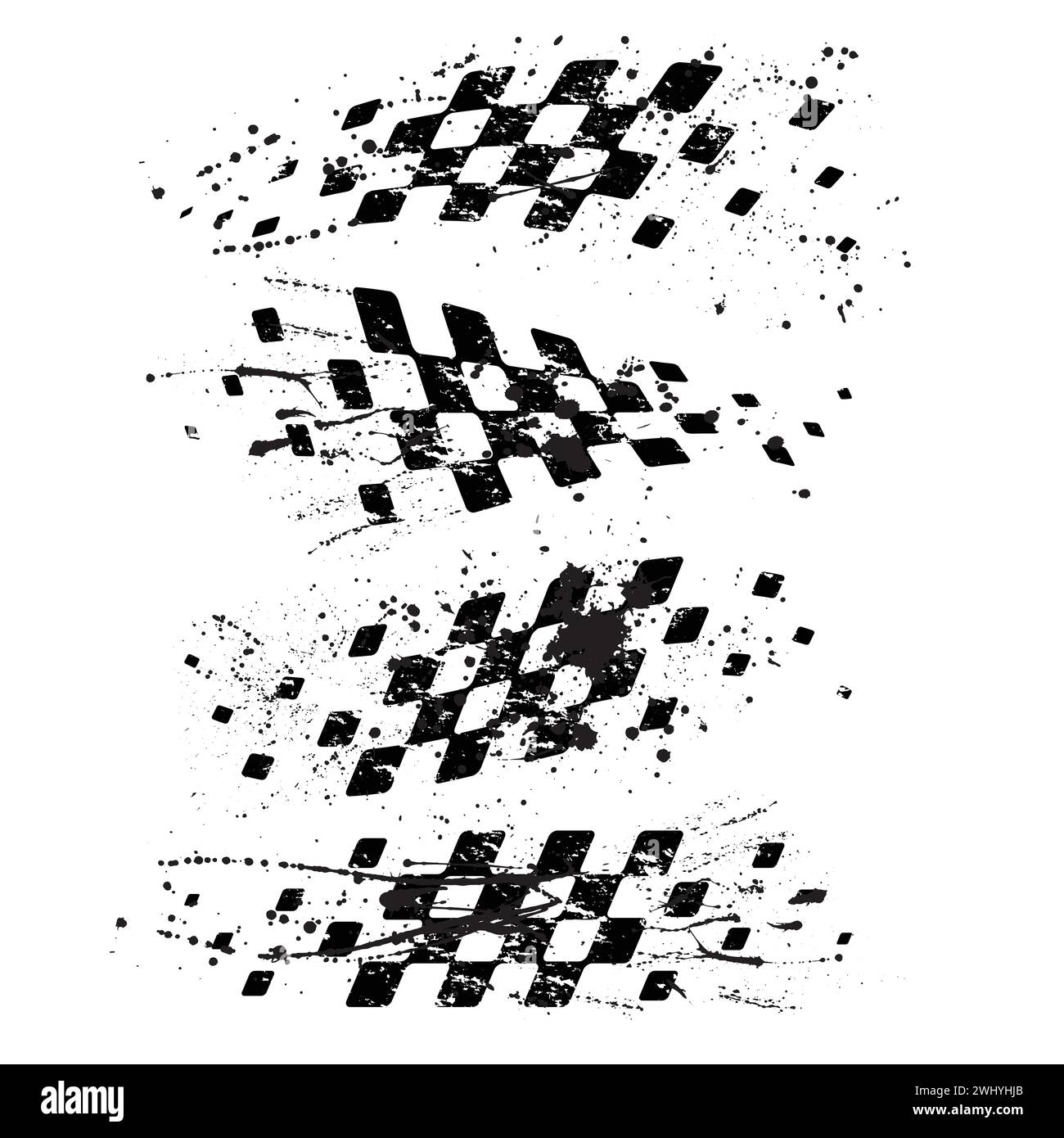Different grunge wave ink flags Stock Vector
