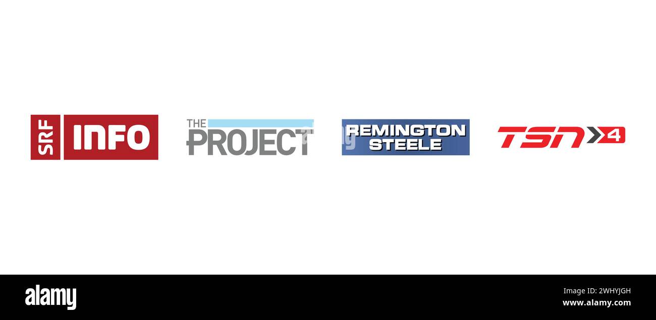 SRF Info, Remington Steele, The Project, TSN 4. Vector illustration