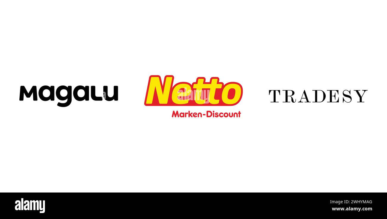 Tradesy, Magalu, Netto. Vector editorial brand icon Stock Vector Image