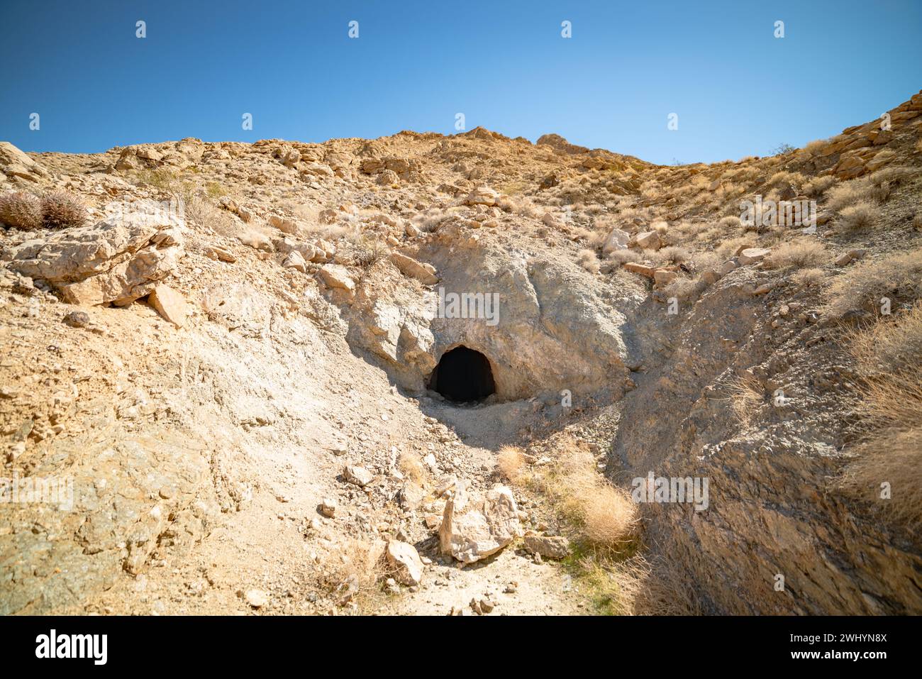 Exploring, Abandoned Gold Mine, Tecopa, Kingston Range, Death Valley, Desert Adventure, Mining Ruins, Abandoned Structure, Desert Exploration, Histor Stock Photo