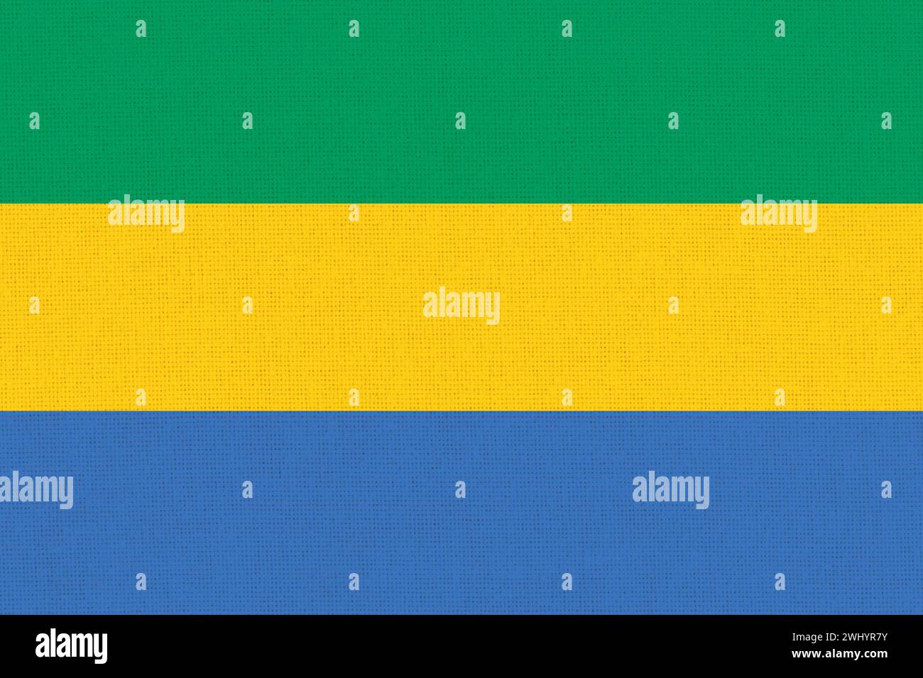 Flag of Gabon. Gabonese flag on fabric surface. Gabonese national flag on textured background. Fabri Stock Photo