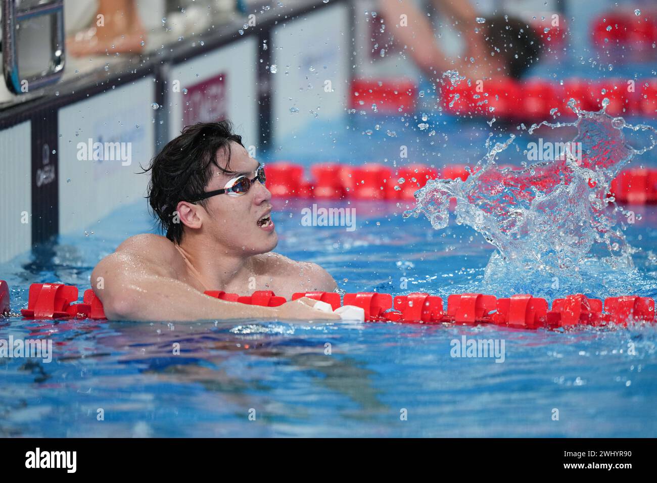 Doha, Qatar. 11th Feb, 2024. Wang Haoyu of Team China celebrates after ...