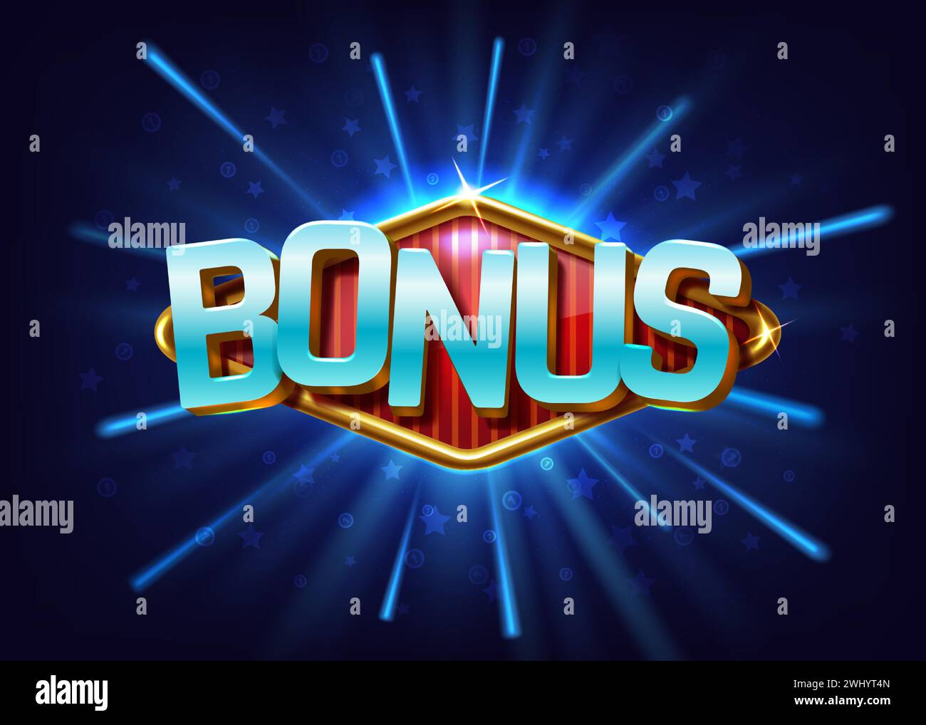 Bonus banner. Casino lucky winner. Slot game victory coin. Big neon ...