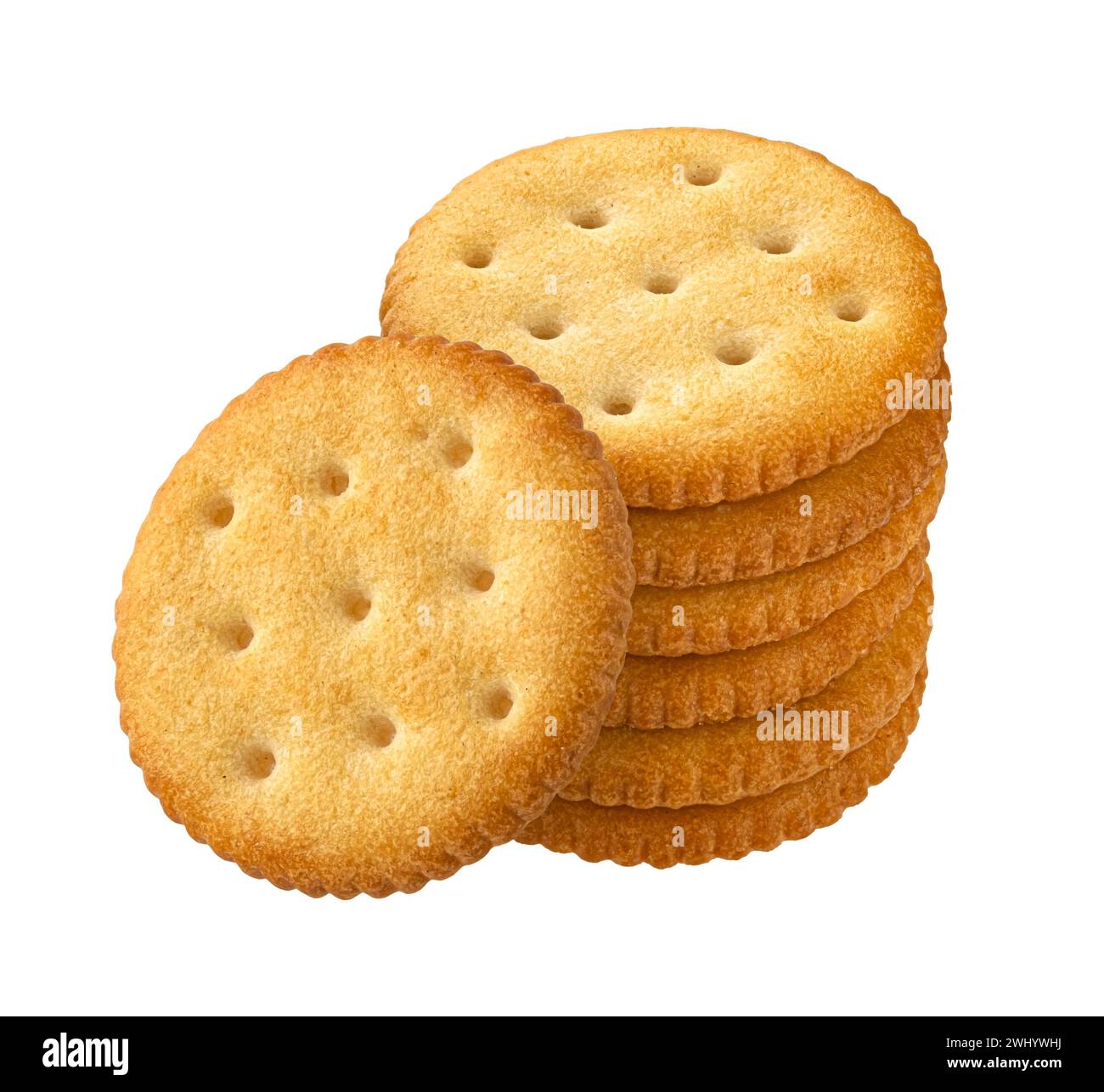 Round cracker isolated on white background , full depth of field Stock ...