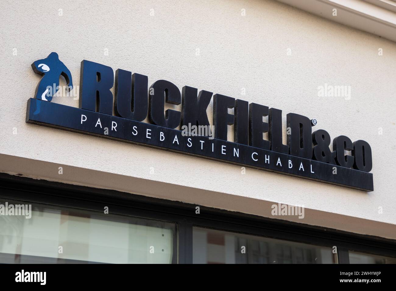 arcachon , France -  02 12 2024 : ruckfield & co logo text and brand sign chain by sebastien Chabal french rugby sport shop clothing fashion store Stock Photo