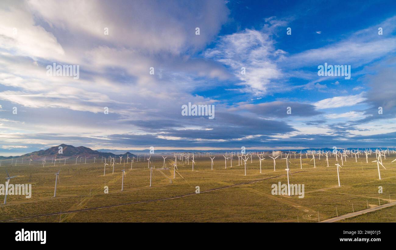 Windmills, Sustainable Energy, Mojave California, Drone Aerial Shots, Renewable Power, Clean