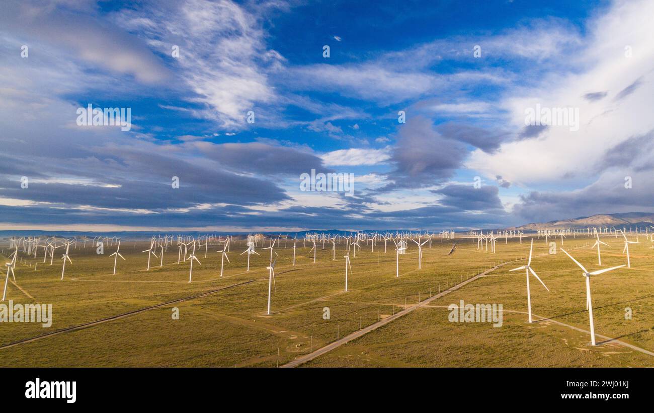 Windmills, Sustainable Energy, Mojave California, Drone Aerial Shots, Renewable Power, Clean