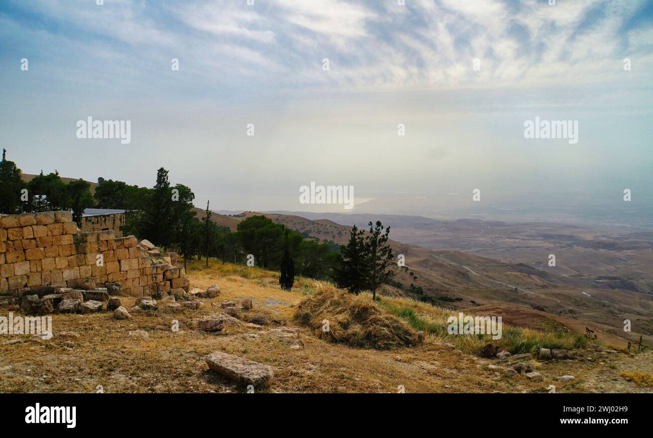 View from Mount Nebo into the Promised Land Deuteronomy 3:23ff and Deuteronomy 34:1-4 Stock Photo