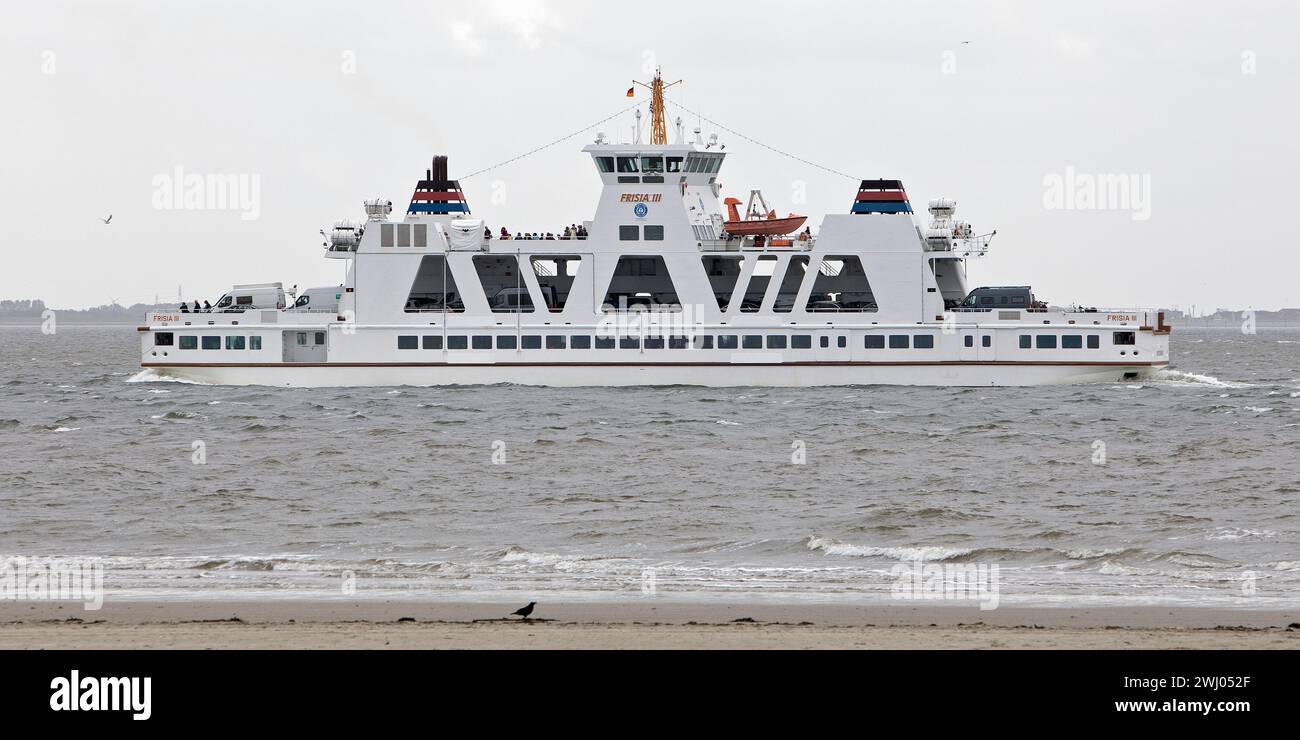 Ferry Frisia III, car and passenger ferry in regular service to the island of Norderney, Germany Stock Photo