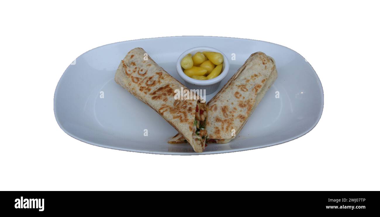 chicken wrap isolated on white background Stock Photo