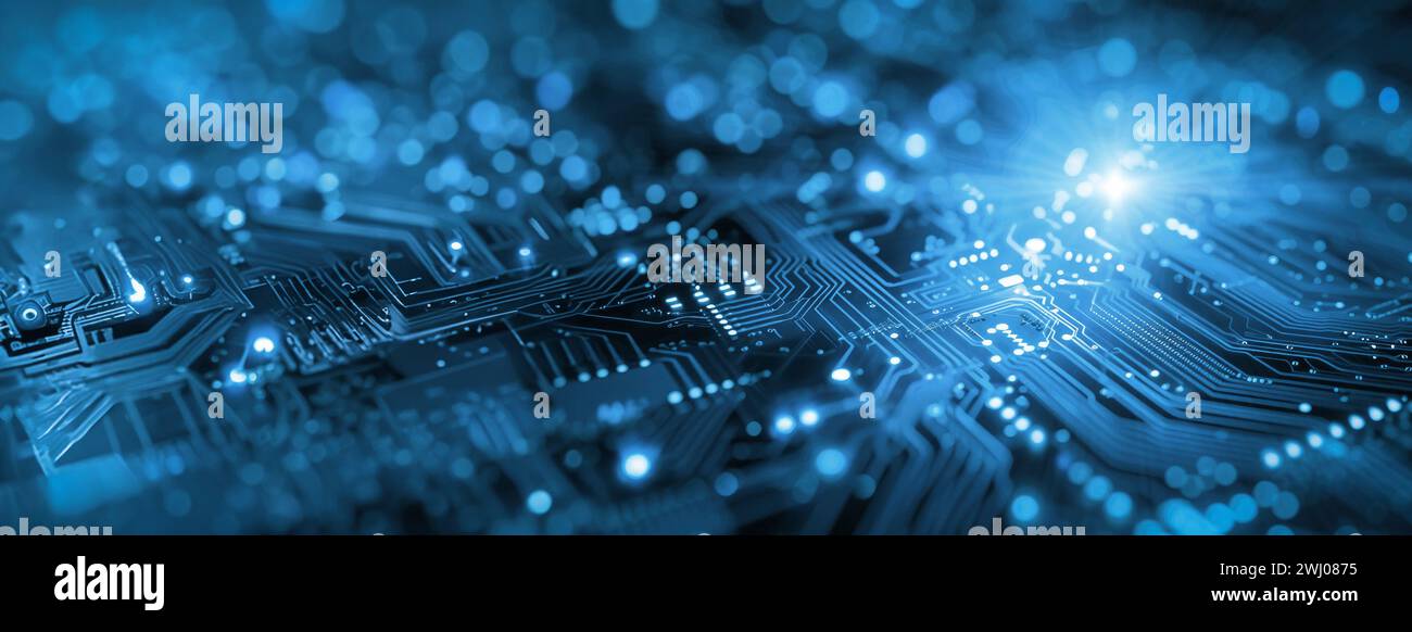 Harnessing Innovation: Circuit Boards and Digital Technology for the Future, Powering Tomorrow's Technology: Circuit Boards and Digital Innovation Stock Photo