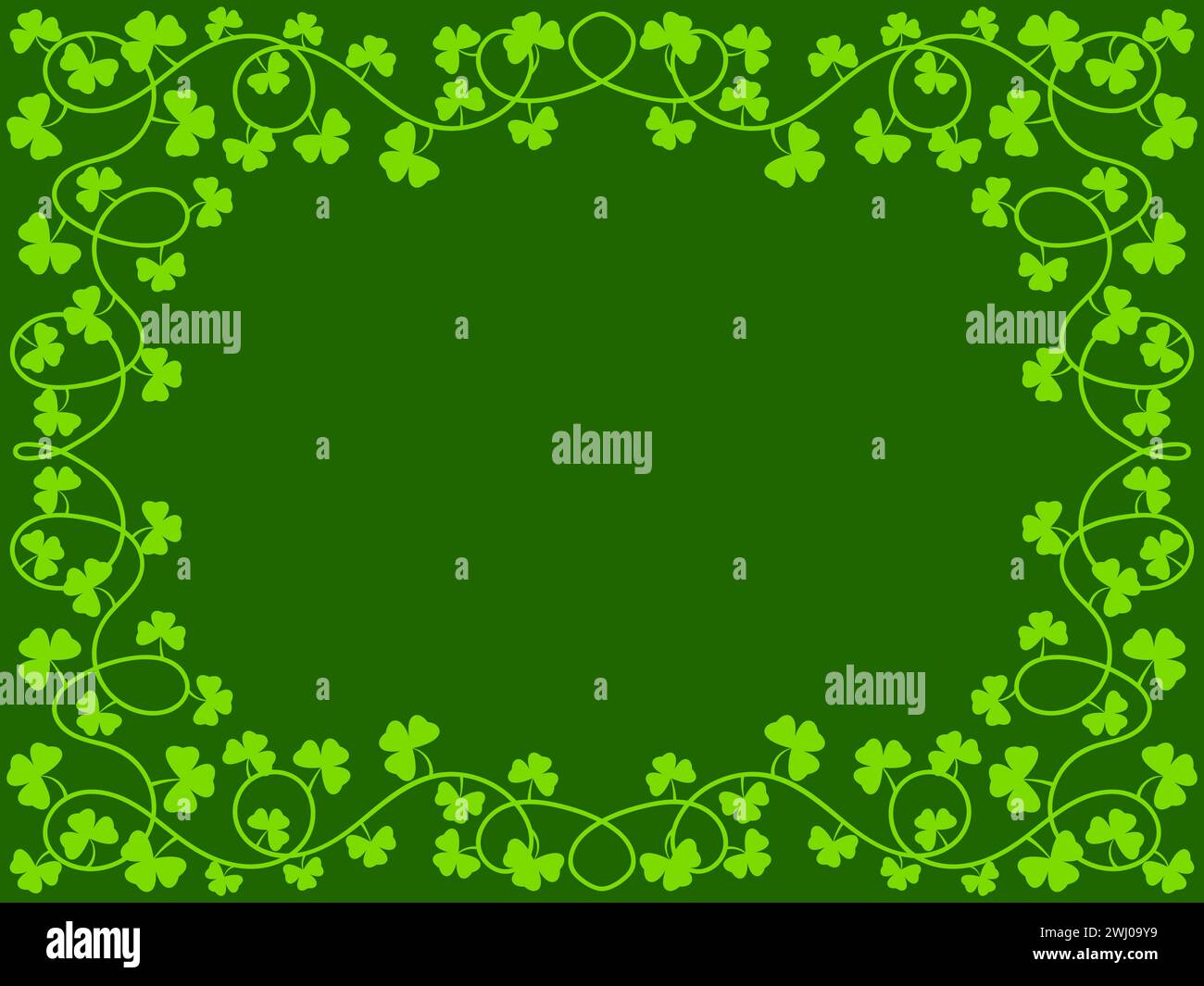 Clover leaf frame for St. Patrick's Day. Border with shamrocks with place for text. Irish holiday frame design for greeting cards, flyers and invitati Stock Vector
